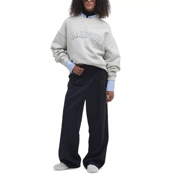 110$ Barbour Crew Neck Silverdale Pullover Sweatshirt Women's Size 6 White - Picture 5 of 5